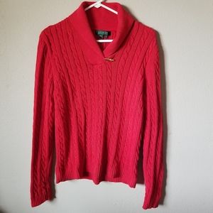 Lauren Ralph Lauren Red Cotton Sweater Size M